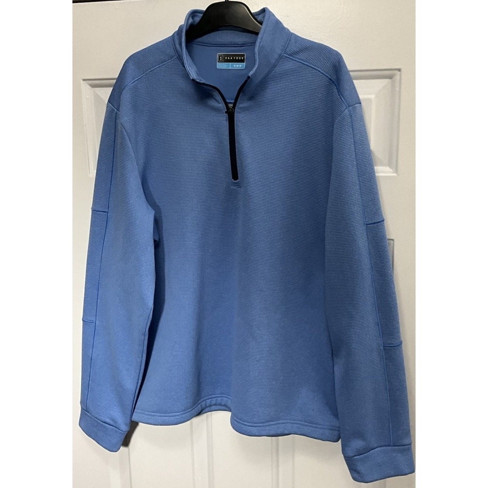 PGA TOUR Baby Blue Long Sleeve 1/4 Zip Golf Pullover Fleece Men's Medium